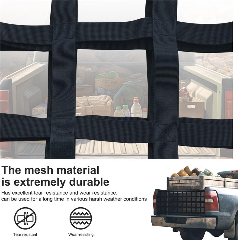 Wingsflee Tailgate Net for Most Mid Size Truck - Cargo Net Compatible with Ford, Chevy, Dodge,Ram - Tail Gate Extender Nets for Pickup Truck Bed (50" x 15") - Image 5